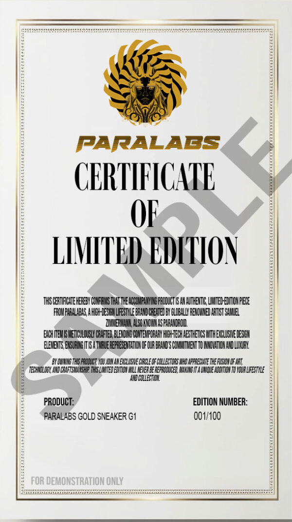 limited edition sneaker female model paralabs certificate